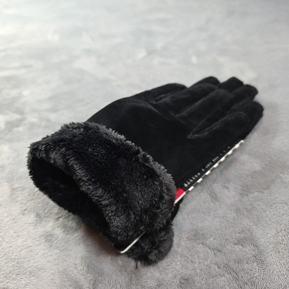 NWT Isotoner Women Micro Luxe Suede Casual Gloves Size Large Black Classic Warm‎ - Picture 4 of 4